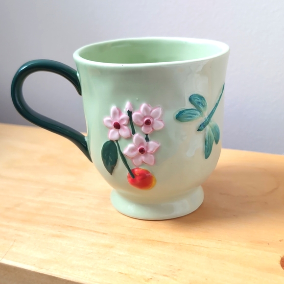 NWT Anthropologie Faye Mug Mint Green Floral Ceramic Mug - Picture 5 of 7